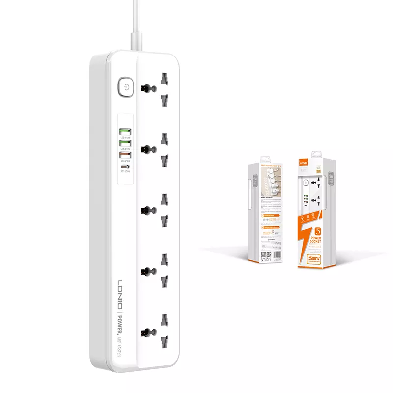 LDNIO SC5415 Power Strips 5 Way Outlet with USB Ports Universal Extension Power Socket