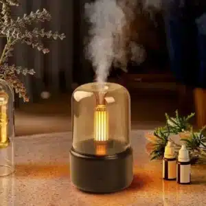 Gadgetoo Retro Flame Air Humidifier Ultrasonic Usb Aroma Diffuser With Imitation Candle Night Light