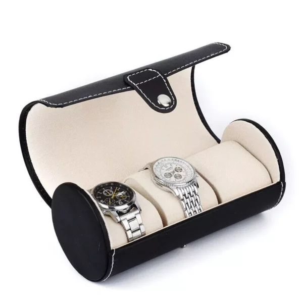 PU-Leather Roll Traveler’s Watch Storage Organizer Box For 3 Watch