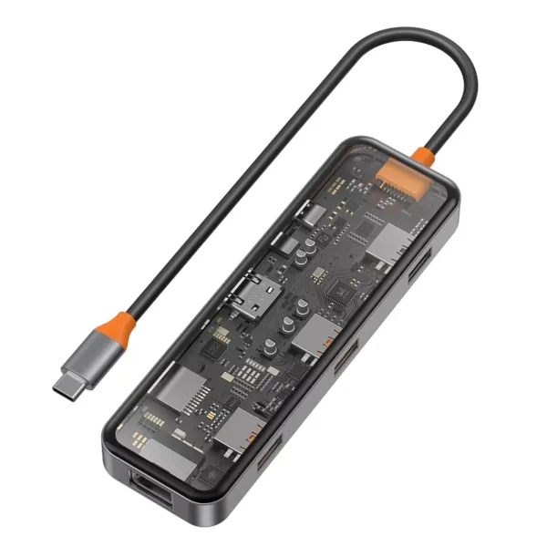 WiWU 8 in 1 USB C Hub Multiport Adapter Dock Type C to 4K HDMI SD/TF Card Readers for Laptop