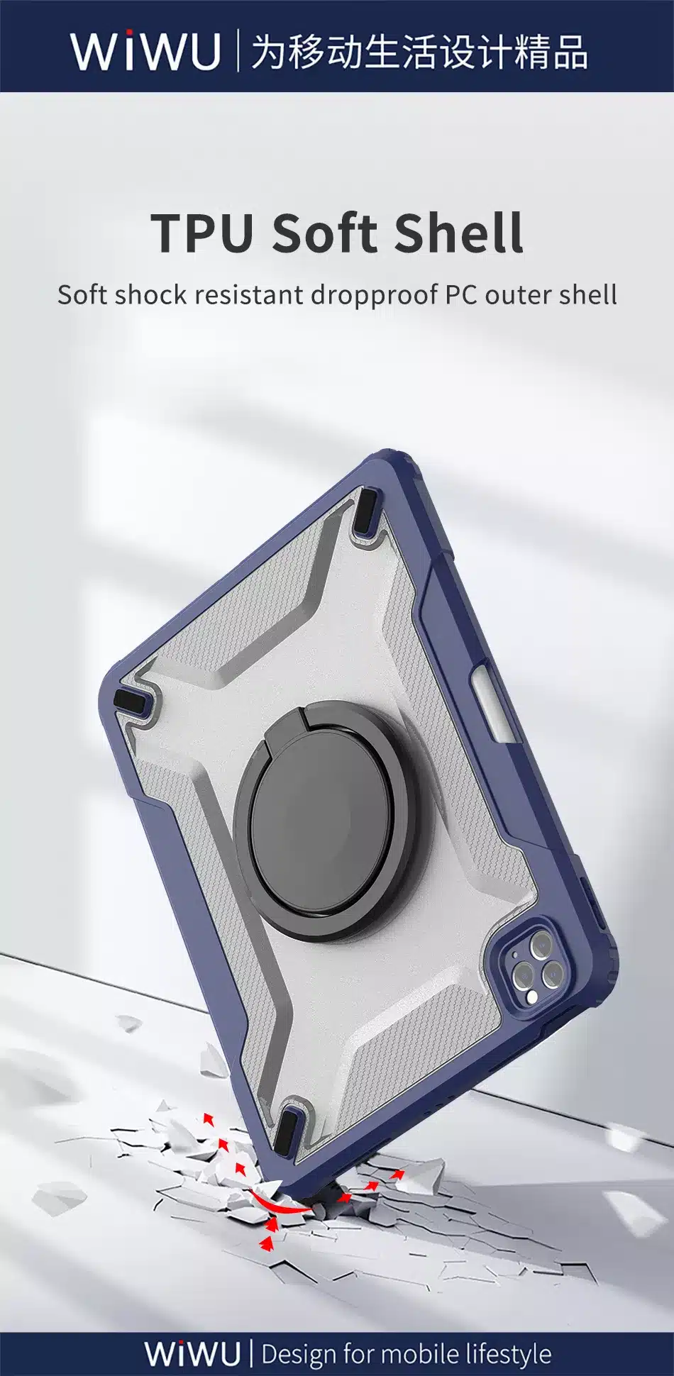 Gadgetoo Wiwu Mecha Rotative Stand Ipad Case With Stylus Pen Slot Shockproof Cover For Ipad Series Tablet Case