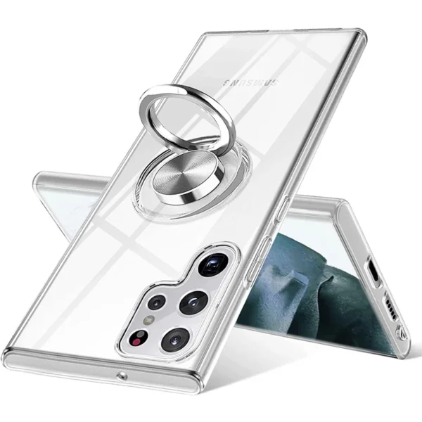 Transparent Case with Ring Stand for Samsung Galaxy S22 Ultra