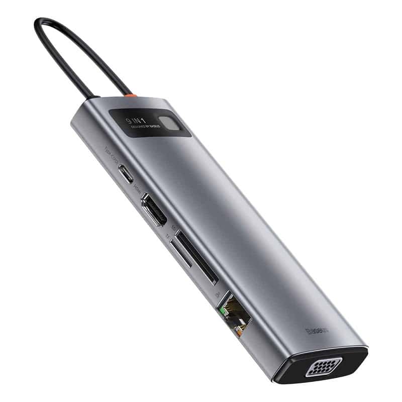 5-6 Baseus Metal Gleam Series 9-In-1 Multifunctional Type-C Hub Docking Station Space Gray