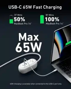 Gadgetoo Anker 615 Ganprime 65W Usb Power Strip With 3Ft Extension Cord