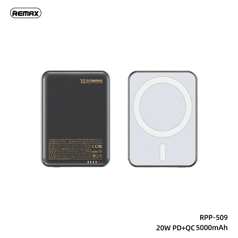 REMAX---RPP-509 5000mAh FANTASY SERIES 20W PD+QC MAGNETIC WIRELESS CHARGING POWER BANK (IN/OUT-TYPE-C) (206552) (NPL-11/2022)