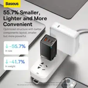 Gadgetoo Baseus Gan5 Pro 65W Fast Charger 2X Type-C 1X Usb Port Cn For Macbook Laptop Phone