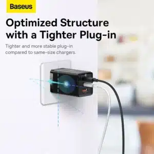 Gadgetoo Baseus Gan5 Pro 65W Fast Charger 2X Type-C 1X Usb Port Cn For Macbook Laptop Phone