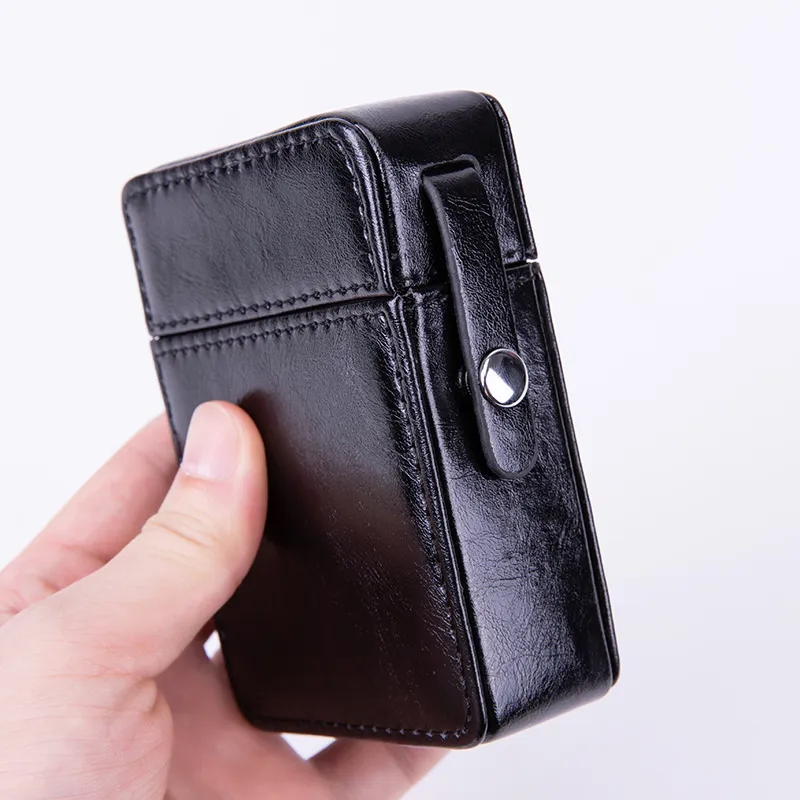 Cigarettes Lighter Case Box Creative Portable Brown Pu Leather Card Wallet Anti-pressure Protective Case