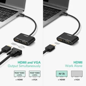 Gadgetoo Ugreen 50505 Cm162 Type-C To Hdmi + Vga Aluminum Case With Pd