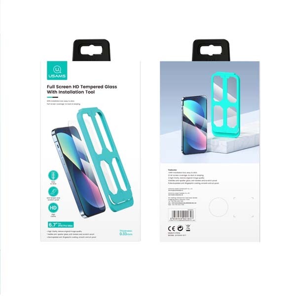 USAMS US-BH804 Full Screen HD Tempered Glass with Installation For iPhone 14 / 14 Plus / 14 Pro / 14 Pro Max