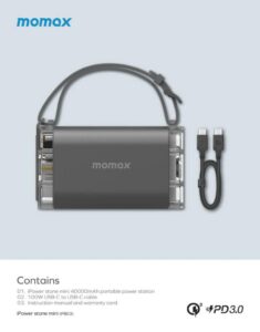 Gadgetoo Momax Power Stone Mini Outdoor Power Station 40000Mah Pb03
