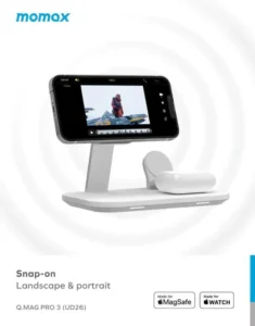 Gadgetoo Momax Q.mag Pro3 3-In-1 Magsafe Wireless Charging Stand (Ud26)