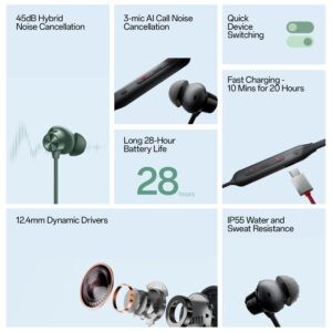 Oneplus Bullets Wireless Z2 Anc Bluetooth In Ear Neckband Earphones