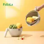 FaSoLa Double Layer Drain Basket for Food Vegetable Fruit Plastic Storage Basket