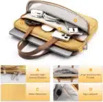 LARGE ACCESSORIES POCKET: The laptop carrying case features a large front pocket with handy compartments, a lanyard to keep your keys easily accessible, and an AirTag pocket for convenient tracking. QUICK-ACCESS POCKET: The stylish laptop sleeve features a front quick-access pockets with magnetic closures for fast and convenient access, making it the perfect partner on office, school, college, business, travel, ect. MATERIAL AND BENEFITS: The soft padded lining features inbuilt protective bumpers on the bottom corners of the sleeve to shield your device and protect it in the event of a drop or impact. The outer layer is made of waterproof Oxford fabric. SLEEK AND COMPACT DESIGN: The laptop sleeve is carefully designed with all elements of work in mind, with its style, functionality and ease of use this sleeve will become your best workmate. Milan 13″/14″ is compatible with devices up to 310x220x16mm such as: MacBook Pro 13″ / 14″ & MacBook Air – USB-C Models & MacBook 12″ Milan 15″/16″ is compatible with devices up to 370x260x17mm MacBook Pro 16″ & MacBook Air 15