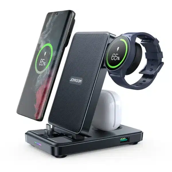 JR-WQS01/JR-WQS02 4 in 1 Magnetic Charging Station for phone for watch for earphone Type-C/Lightning