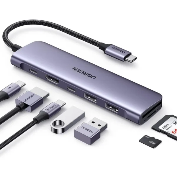 UGREEN 7-in-1 USB C Hub 5 Gbps with 4K HDMI 100W Power Delivery
