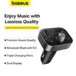 Baseus S-09 Pro FM Modulator With PD Car Charger Hands-free Call Music Player 2x Usb PD FM Transmitter - Image 3