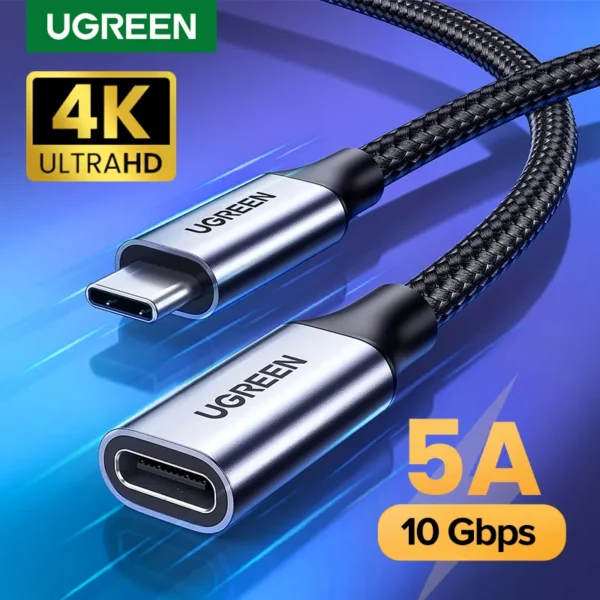 UGREEN USB C Extension Cable USB 3.1 Type C Male to Female Gen2 10Gbps Extender Cord -0.5m