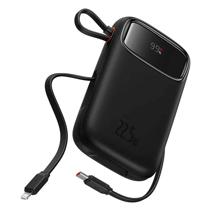 P10055003113-00-3 Baseus Power Bank 22.5W 10000Mah Built-In Lightning &Amp;Amp; Type-C Cable Qpow 2 Digital Display Fast Charging Power Bank - Image 1