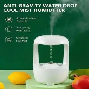 Gadgetoo Bimperial Anti Gravity Cool Mist Water Drop Humidifier, 850 Ml Water Tank Portable Room Air Purifier (White)