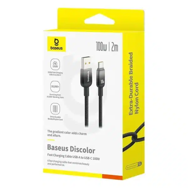 Baseus Cable 100W Usb to Type-c Discolor Series Fast Charging Data Cable Black (2M)