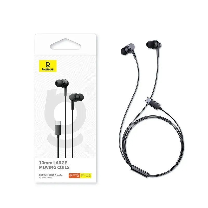 Baseus-Earphone-Type-C-Earphone-For-Iphone-15-16-Series-Samsung-Google-Pixel-With-Mic-Black-A001643-1 Baseus Earphone Type-C Earphone For Iphone 15 16 Series Samsung Google Pixel With Mic - Image 1