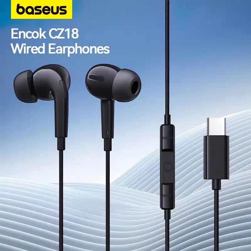 Baseus-Type-C-Earphone-Encok-Cz18-Wired-Earphones-Cluster-Black-1 Baseus Type-C Earphone Encok Cz18 Wired Earphones Cluster - Image 1