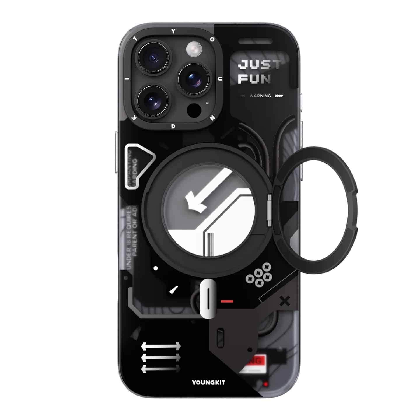 Img_8784 Youngkit Cyberpunk 360° Rotation Ring Stand Case For Iphone 16 Pro Max - Image 1