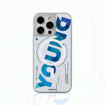Youngkit Futuristic Blue Luminous Quicksand Case for iPhone 16 Pro Max