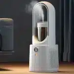Portable Bladeless Fan 5V USB Humidifying Electric Fan LED Display for Home Bedroom/Office/Camping