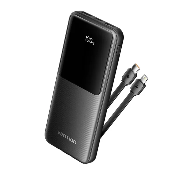 Vention 20000mAh 22.5W Power Bank with Built-in USB-C and Lightning Cables (FHPW0)