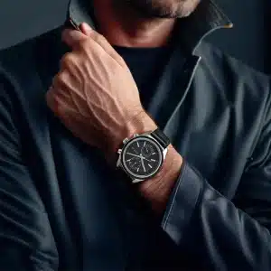 Gadgetoo Titan 1733Kl01 Multifunction Blue Dial Leather Strap Watch For Men