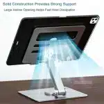 AZEADA OFFICIAL AZEADA Metal Stainless Steel Laptop Tablet Stand Laptop Holder 360 Rotating Tab Desktop Stand Laptop Bracket Adjustable LRT03
