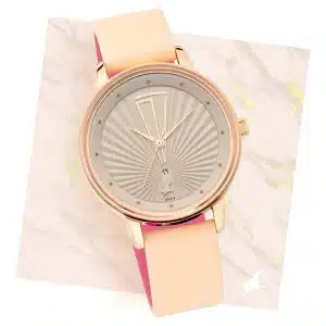 Gadgetoo Fastrack Women Leather Ruffles Collection Analog Beige Dial Watch-6206Wl01