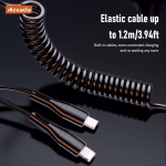 AZEADA 160W USB Type C Fast Car Charger with Elastic Cable Portable for iPhone 15 14 Pro Max Tablets GPS Xiaomi 13 Oneplus Oppo