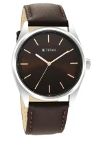 Titan 1866SL02 Workwear Brown Dial Leather Strap Watch for Men - Image 2