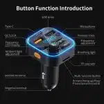 WEKOME WP-C52 Pop Digital Series MP3 Wireless Fast Charging Car Charger