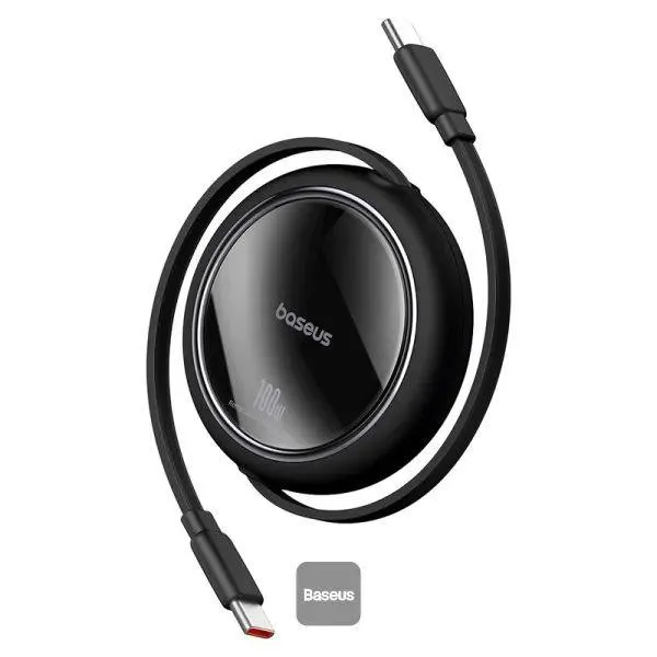 Baseus Free2Pull Mini Retractable Fast Charging Cable USB-C To USB-C 1m Cluster Black (P10364500111-01)