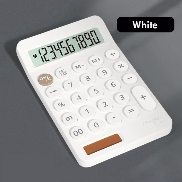Deli TE122 Calculator 10-Digit Display Solar Dual Power Small Elevation Calculator