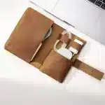 Leather Travel Electronics Charger Data Cable Organizer Case