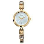 Titan Raga Viva Silver Dial Analog Watch Date Golden Metal Strap for Women 2606YM01