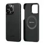 PITAKA MagEZ Case 4 for iPhone 15 Pro / 15 Pro Max -600D Black/Grey (Twill)