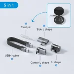 Hagibis 5-in1 Multi USB C Adapter Kit Short USB4 Fast Charging Cable Set Storage Box