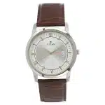 Titan Quartz Analog with Day and Date Silver Dial Leather Strap Watch for Men