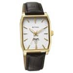 Titan Regalia Opulent White Dial Analog with Day and Date Leather Strap Watch for Men 1876YL02 - Image 2