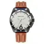 Fastrack Hitlist Quartz Analog White Dial Leather Strap Watch 3084NL04