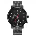 Fastrack Tick Tock Quartz Multifunction Black Dial Metal Strap Watch 3287NM01