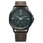 Fastrack Fleek Quartz Multifunction Green Dial Leather Strap Watch 3303NL01