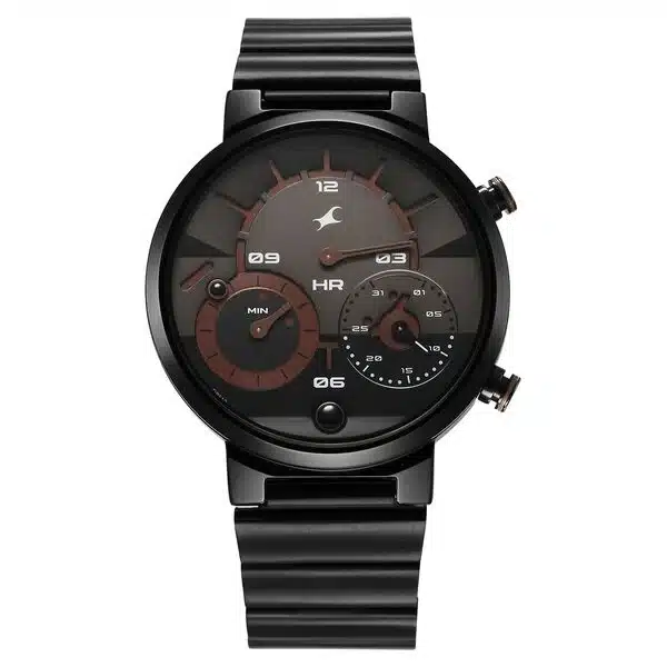 3309Nm01_2 Fastrack Gambit Micromotor Black Dial Black Metal Strap Analog Watch 3309Nm01 - Image 1